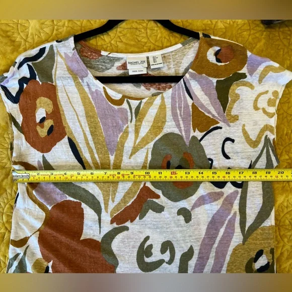 Rachel Zoe linen floral top size Large - Picture 6 of 6
